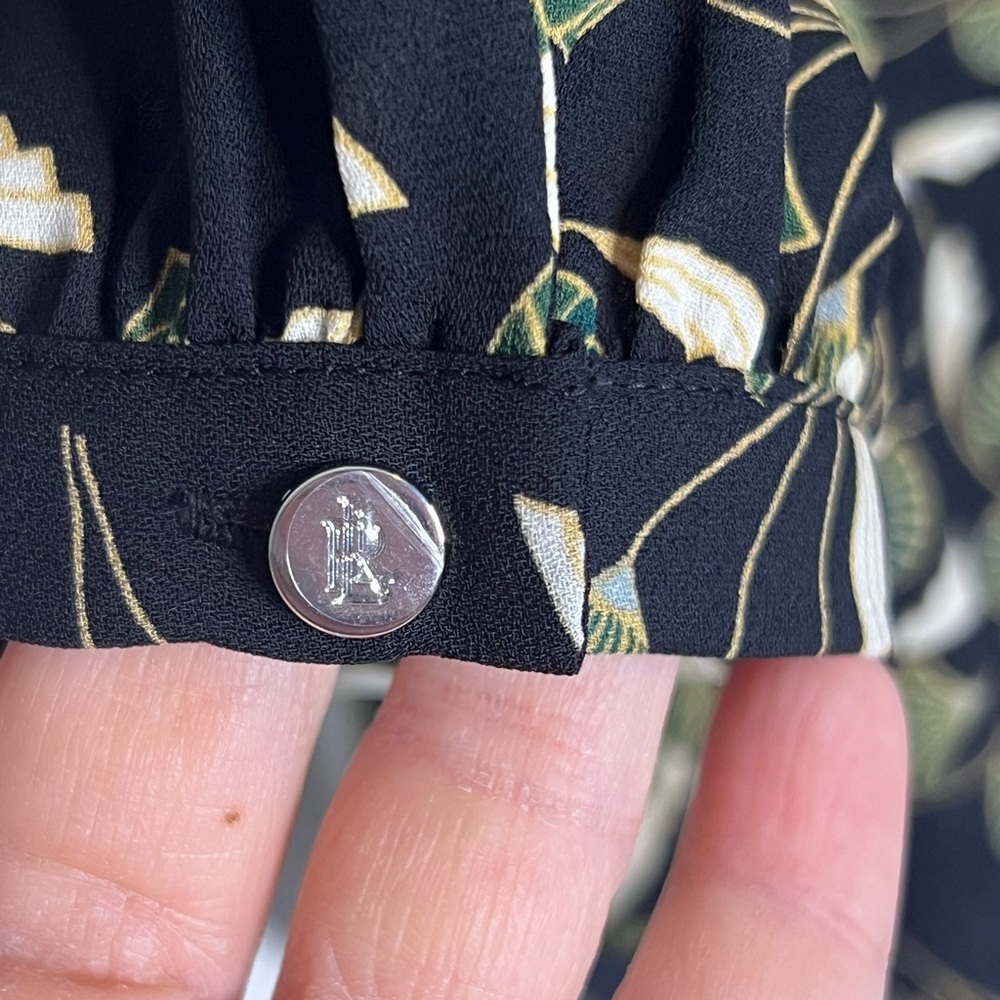 Ralph Lauren Gorgette Blouson-Sleeve Ginko Leaf Print Blouse - Picture 12 of 12